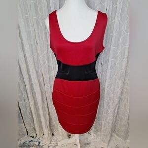 Charlotte Russe Y2K Vintage Red & Black Mesh Cut Out Cocktail Bodycon Mini Dress